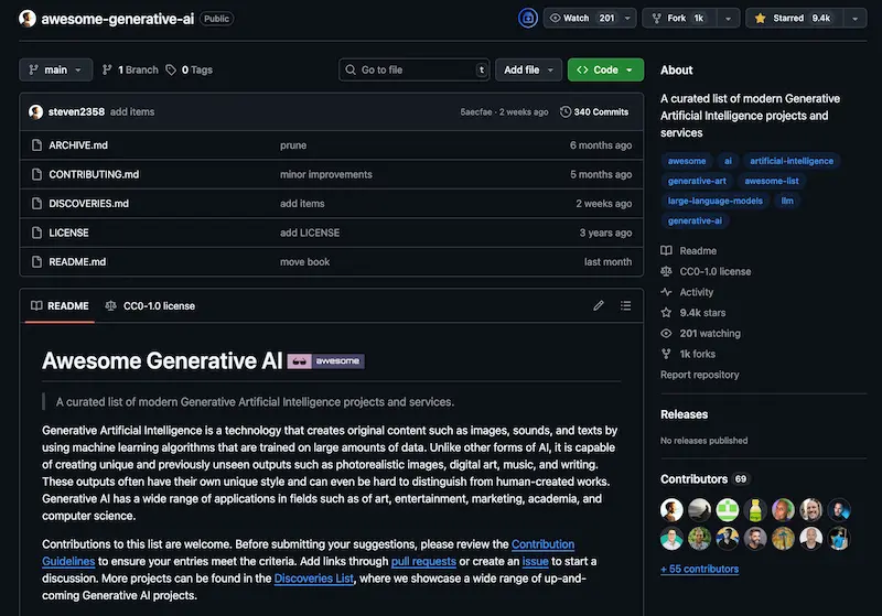 Awesome Generative AI screenshot