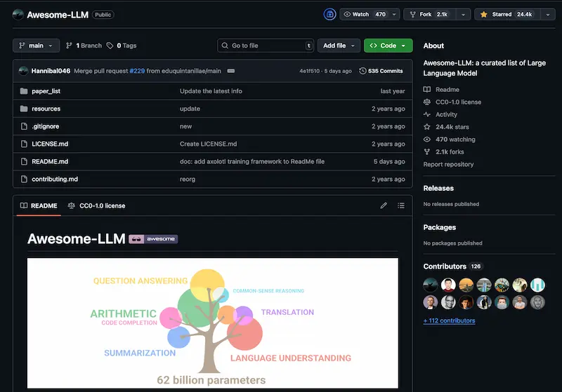 Awesome LLM screenshot