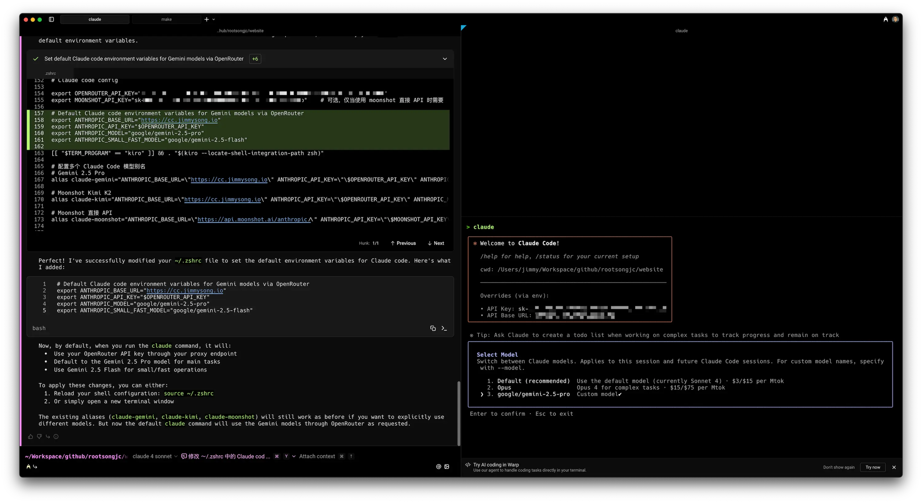 Configure Claude Code to use Gemini 2.5 Pro model