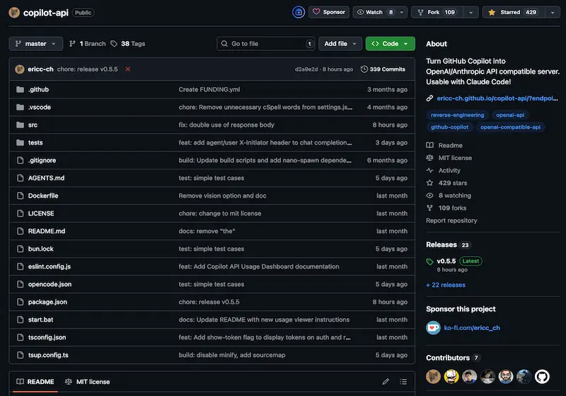 Copilot API Proxy screenshot