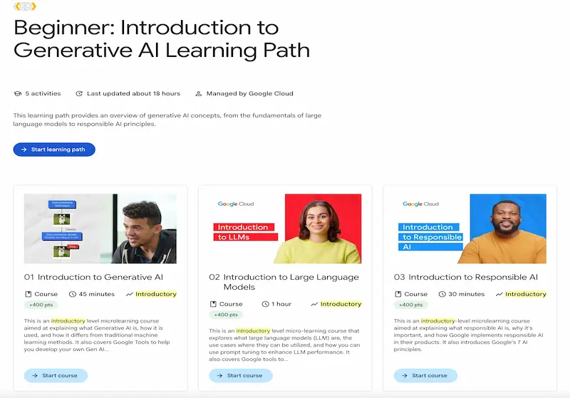 Beginner: Introduction to Generative AI Learning Path