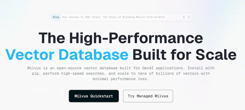 Milvus screenshot