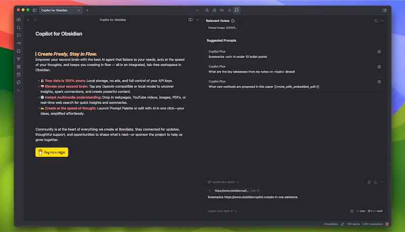 Obsidian Copilot screenshot