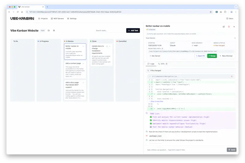 Vibe Kanban screenshot