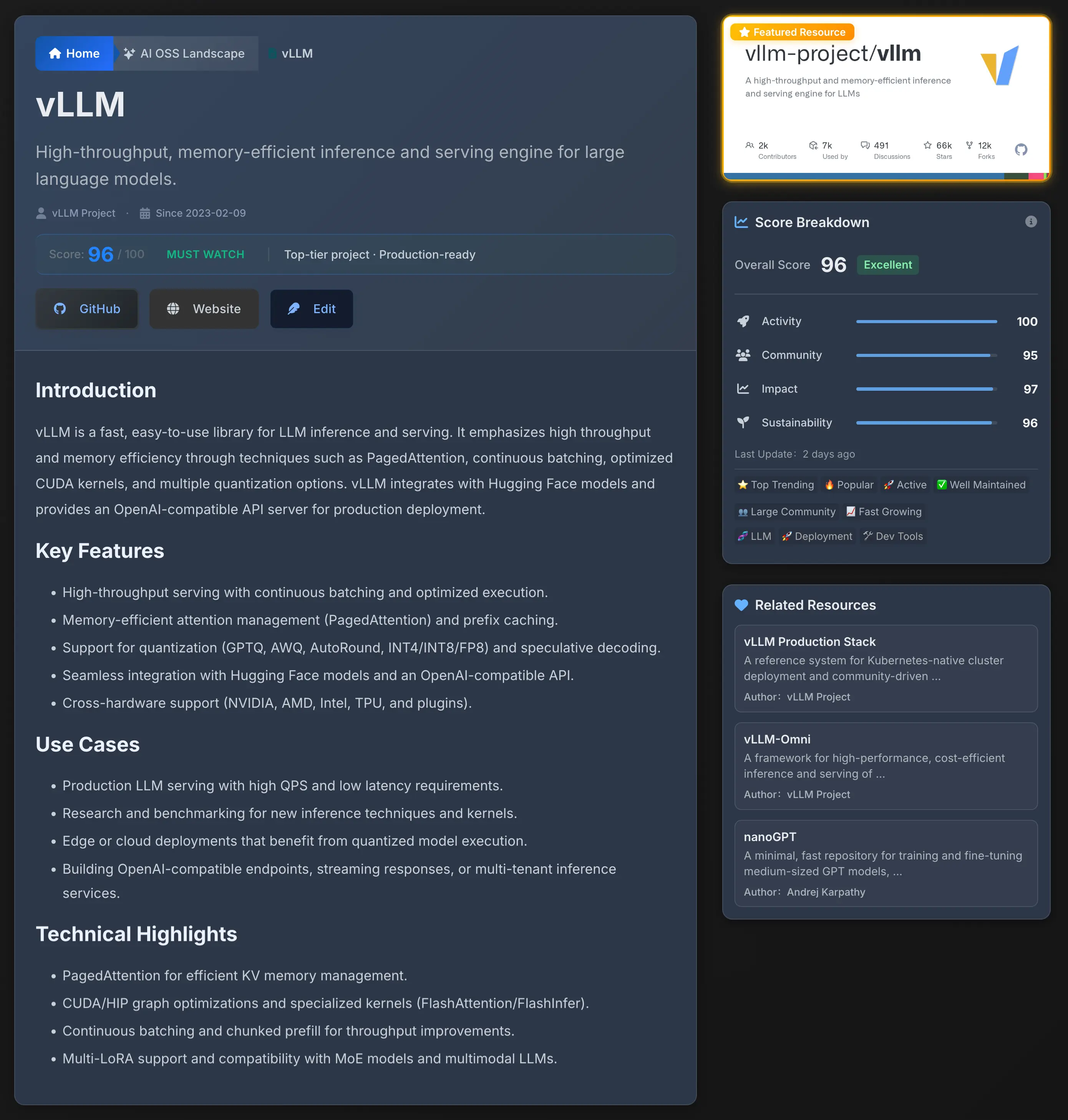 图 2: 开源项目详情页面