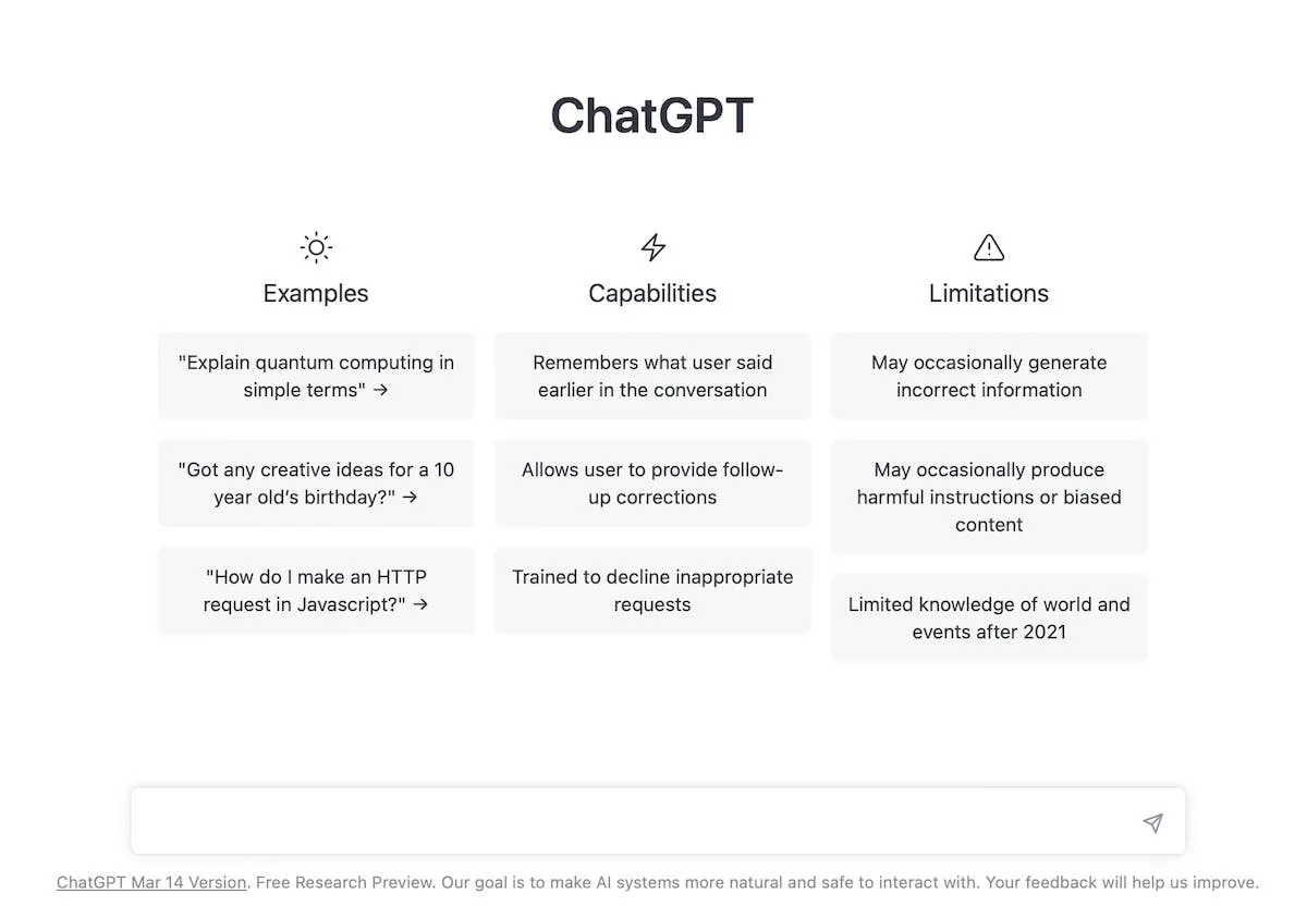 ChatGPT 网站界面