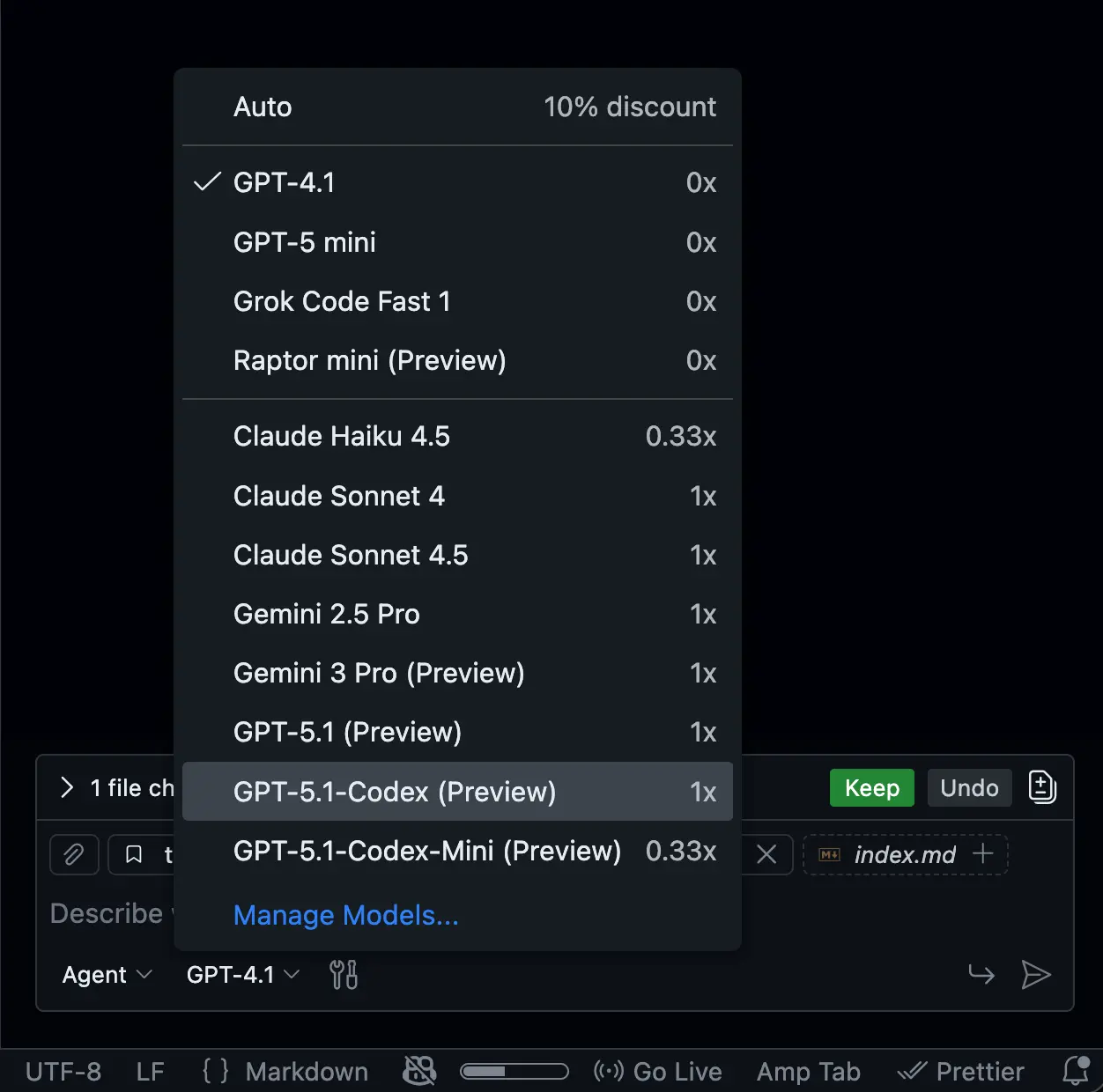 图 4: Copilot 支持的大模型(部分)