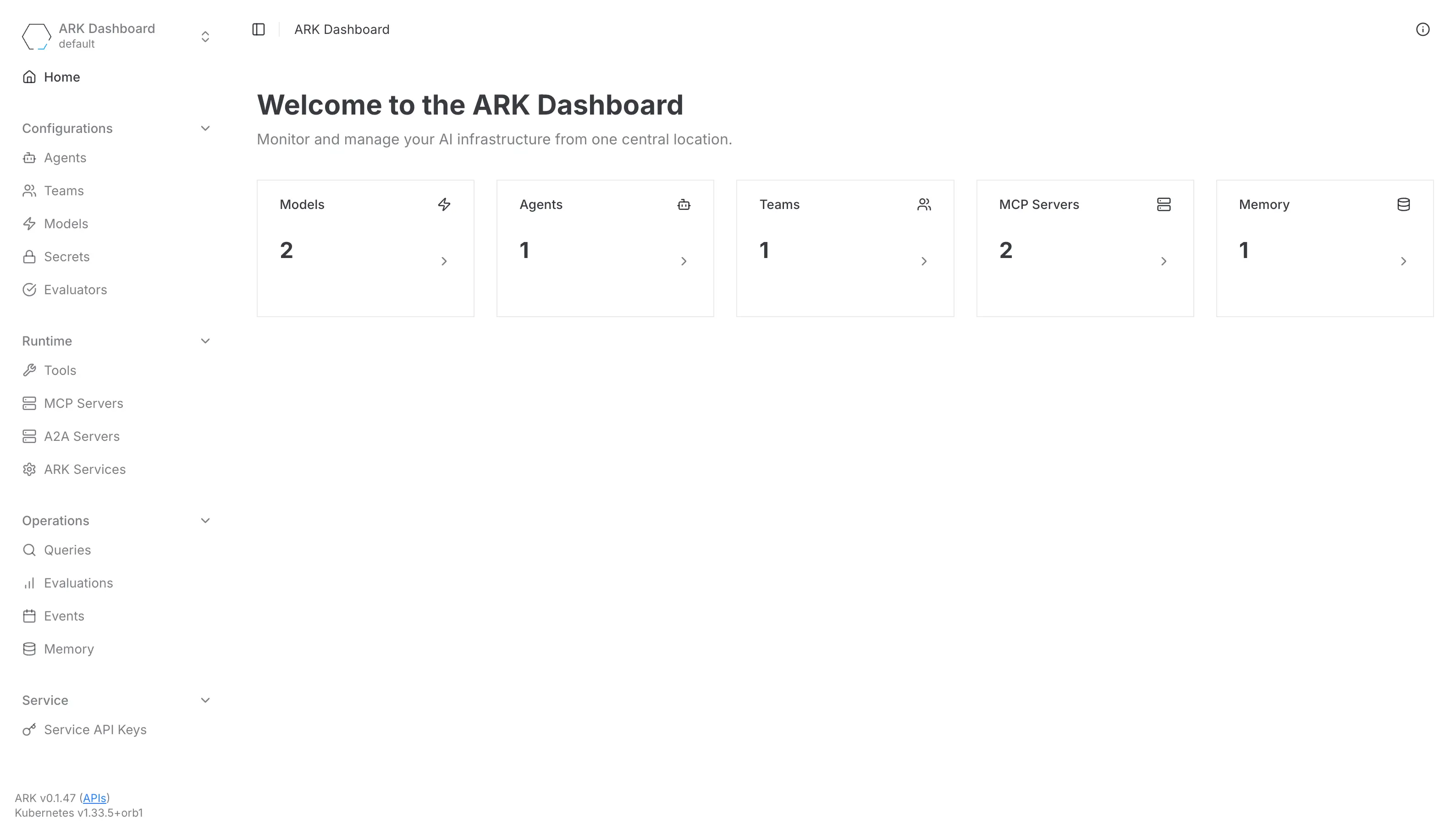 Figure 1: ARK Dashboard