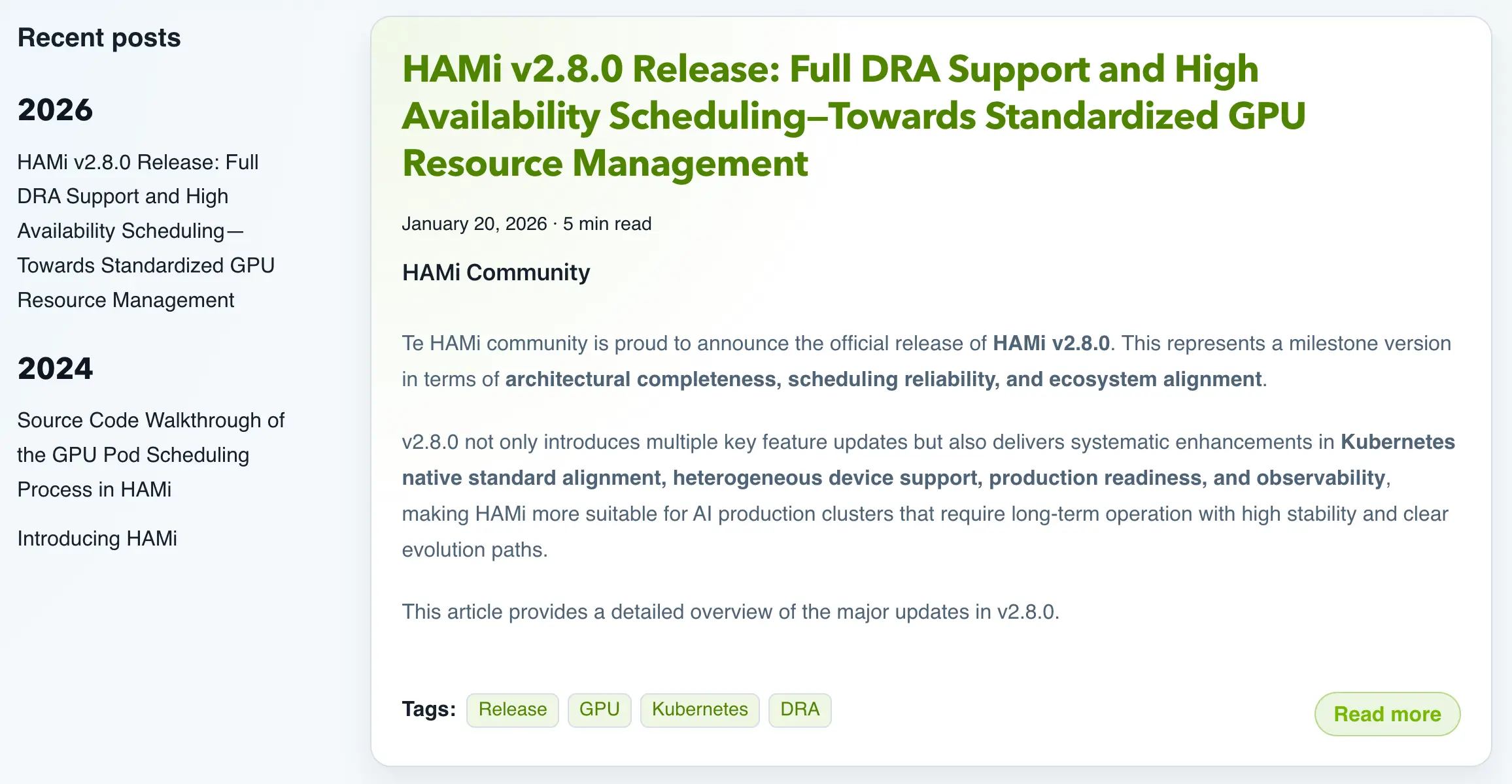 Figure 5: HAMi website blog list page