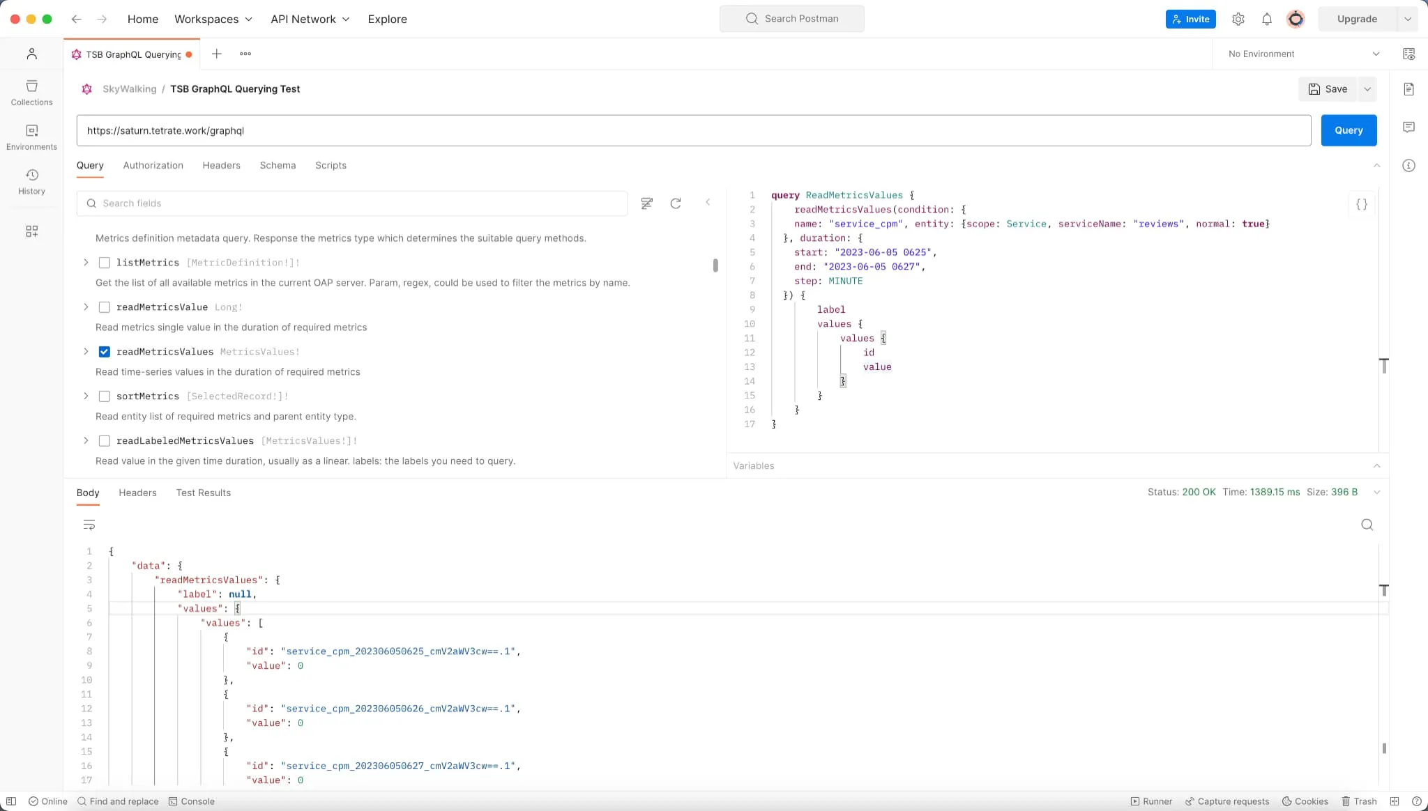 Figure 3: Postman query