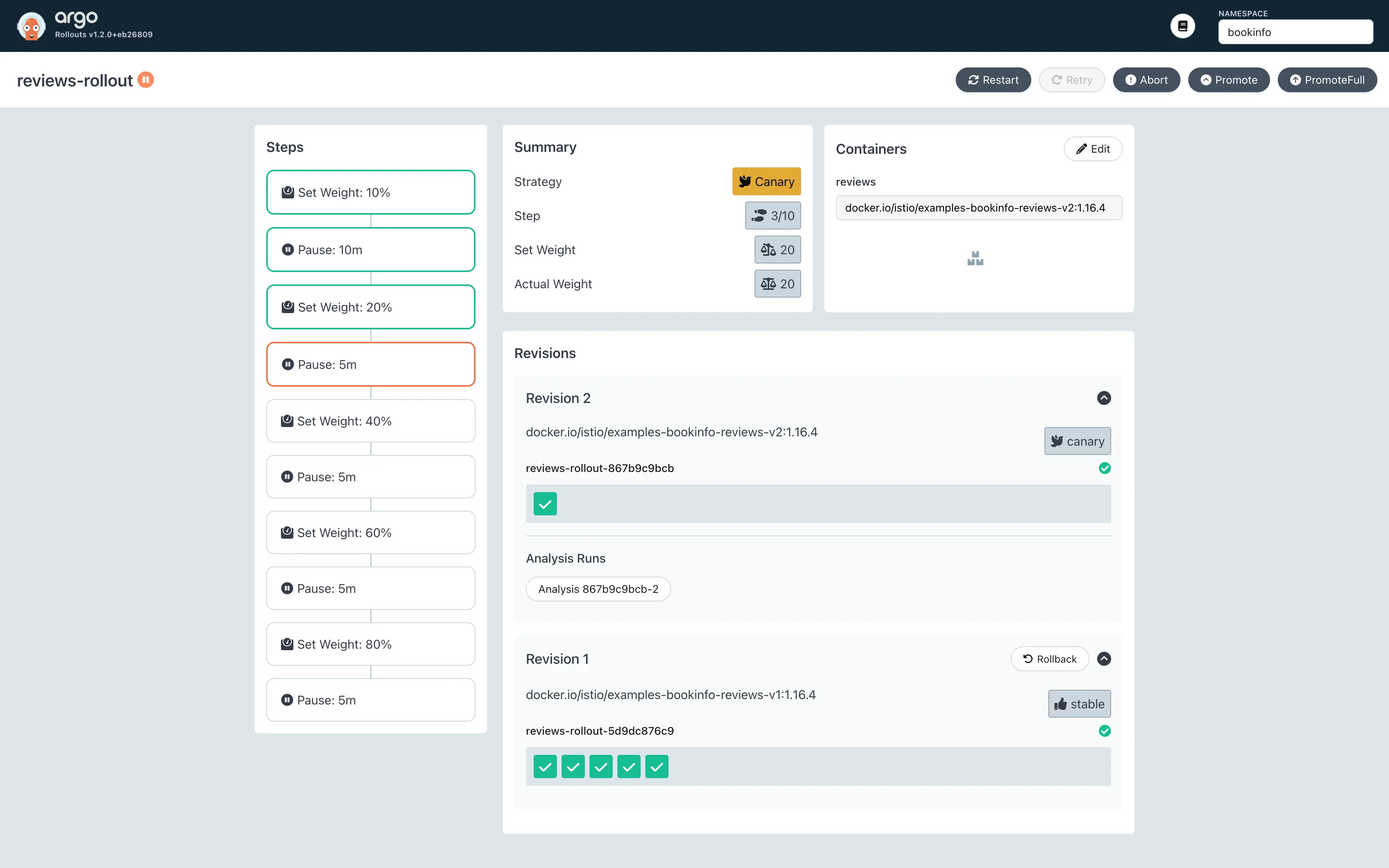 Figure 5: Argo Rollout Dashboard
