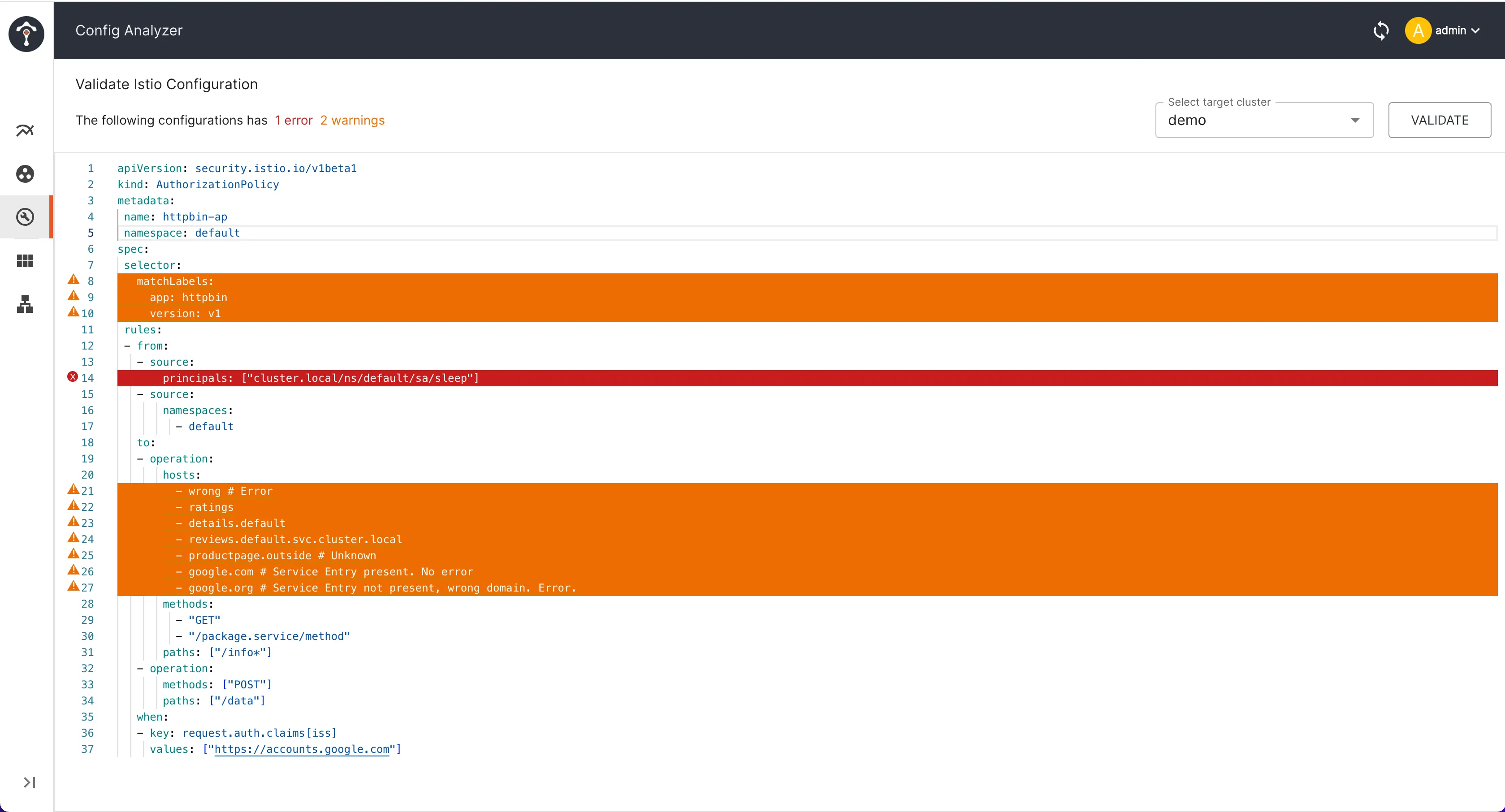 TIS Config Analyzer 可以按需检测配置中的问题