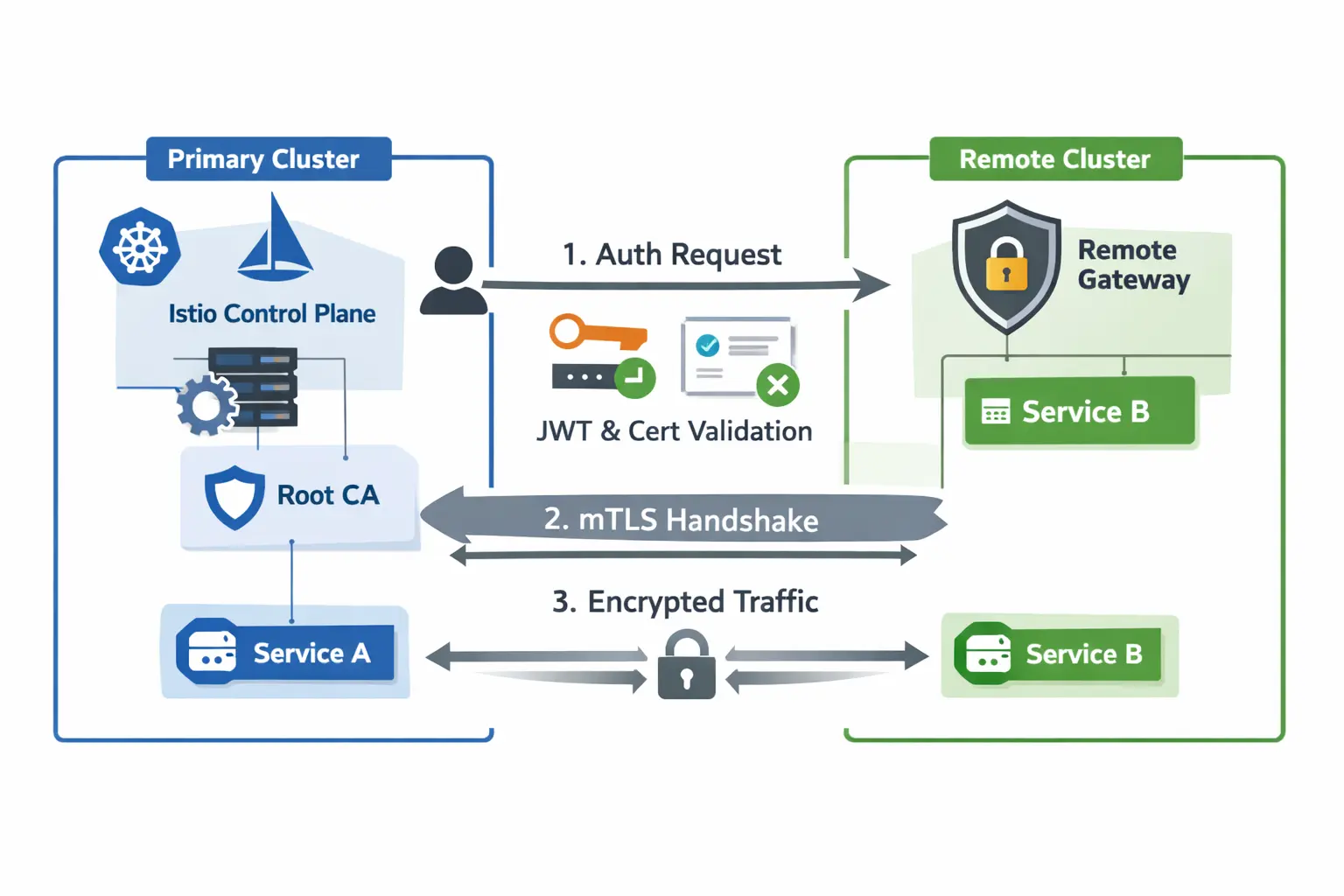 Deciphering Istio Multi-Cluster Authentication & mTLS Connection