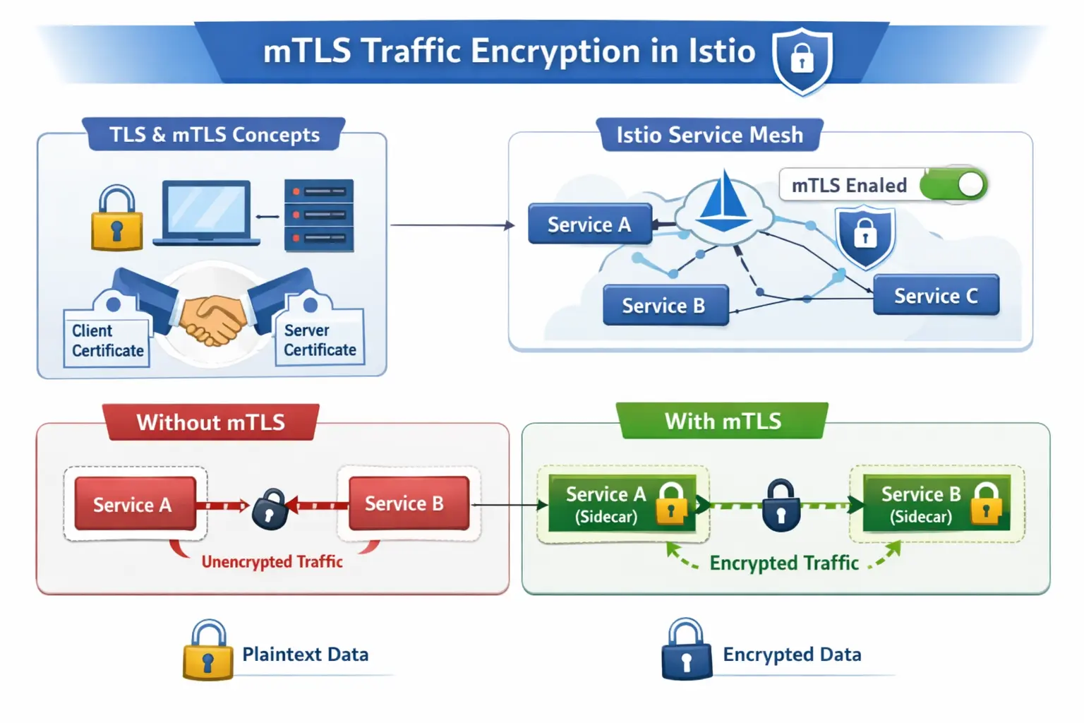 How Istio's mTLS Traffic Encryption Works as Part of a Zero Trust Security Posture