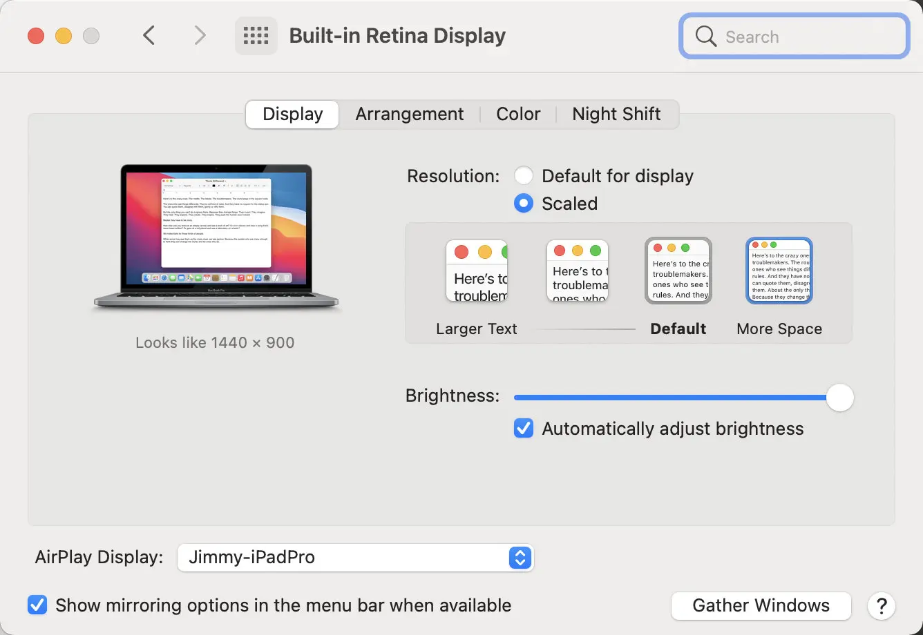 MacBook 显示配置