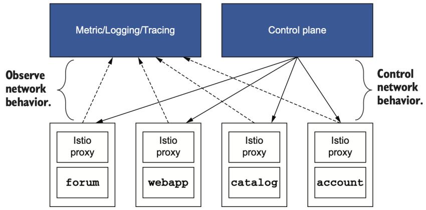 图 1: Istio 控制与可观测性示意图