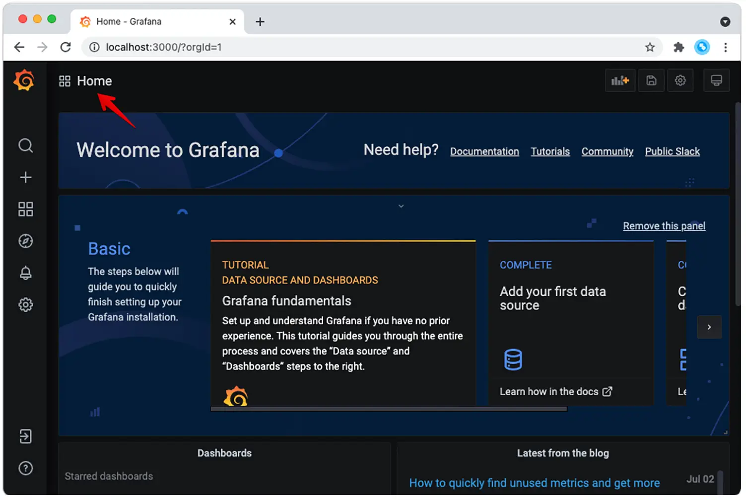 图 3: Grafana 主界面