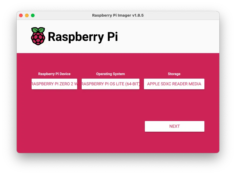 图 3: Raspberry Pi Zero 2 W 烧录界面