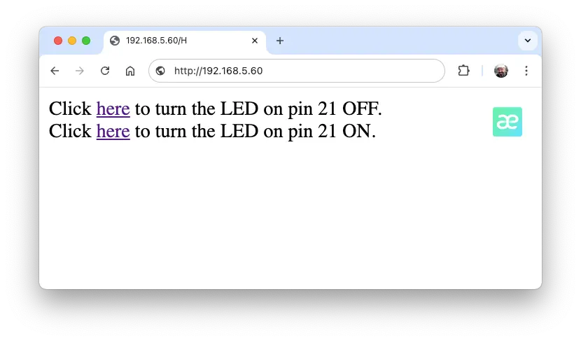 图 25: 网页控制 LED